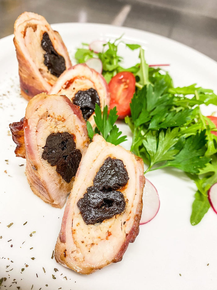 Poulet aux pruneaux d'Agen, sauce au miel et au thym