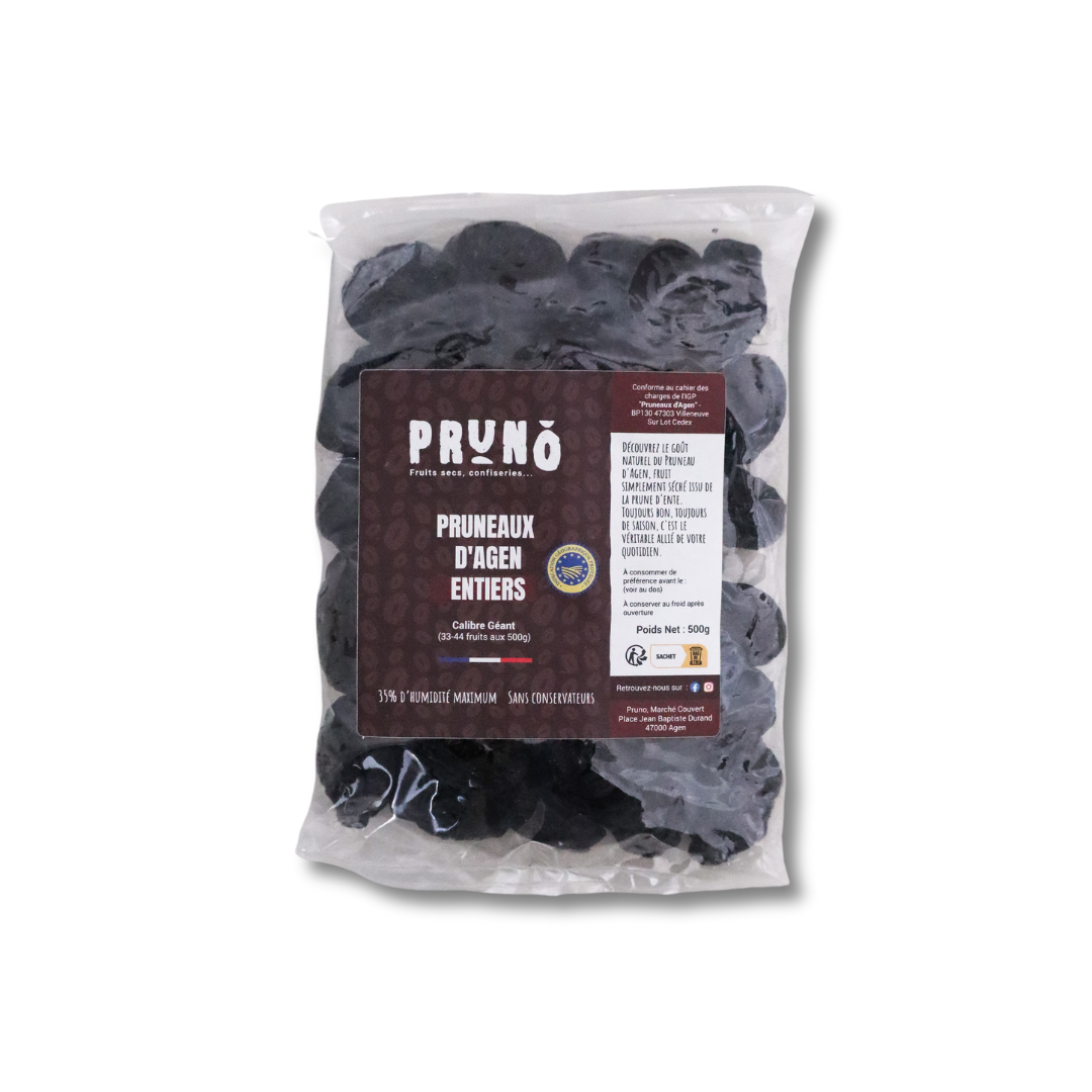 packshot sachet pruneaux d’Agen entiers 500g