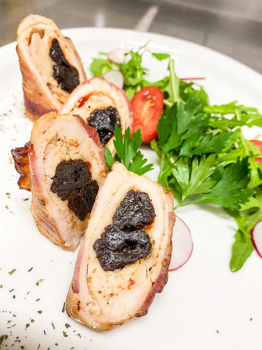 Poulet aux pruneaux d'Agen, sauce au miel et au thym