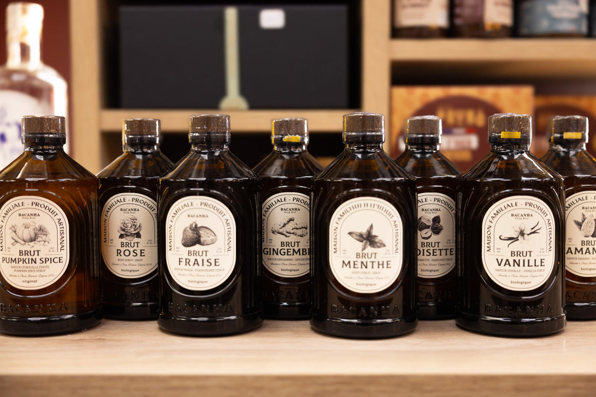 Sirops bio Bacanha pour café, cocktails et limonades
