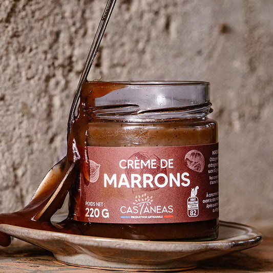 Pot de crème de marrons Casteneas 220g étiquette visible