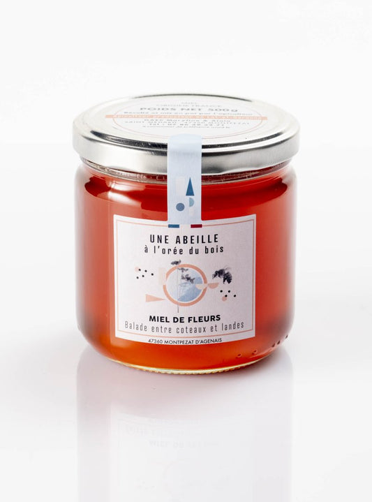 Pot de miel de fleurs 500g Une Abeille à l'Orée du Bois