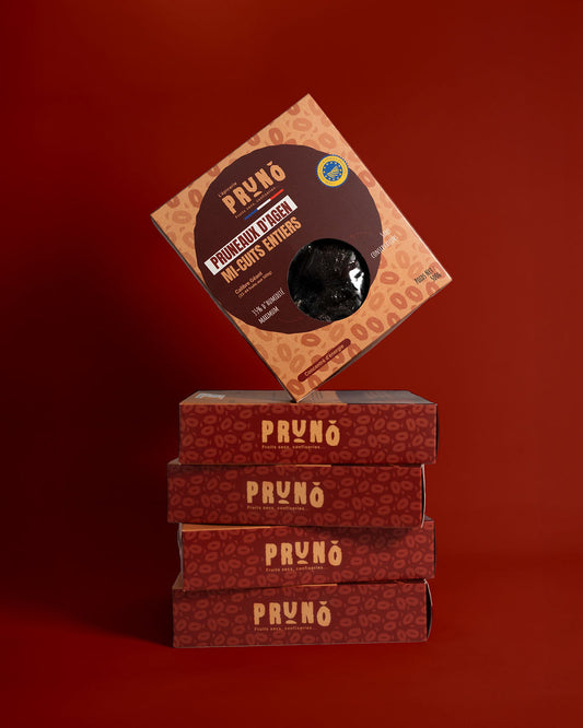 Pruneaux d’Agen Mi-Cuits Entiers IGP – Boîte 500g PRUNO