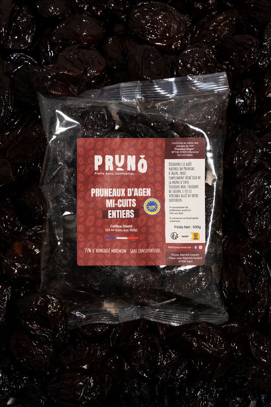 Pruneaux d’Agen mi-cuits entiers – 500g PRUNO