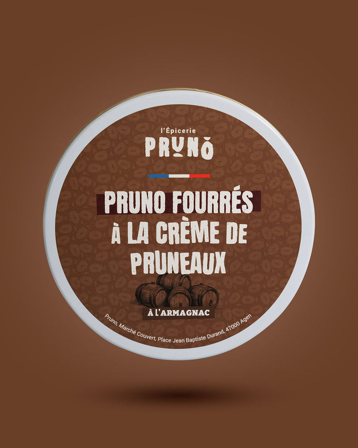 Pruneaux fourrés à la crème de pruneaux et à l'Armagnac – boîte 325 g PRUNO