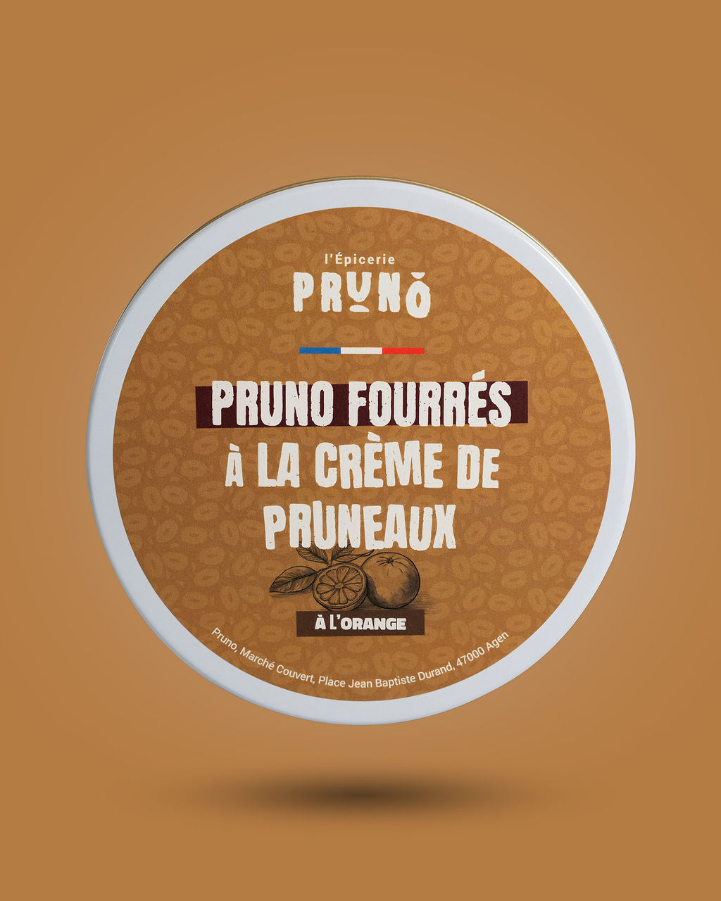 Boîte de pruneaux fourrés à l'orange 325 g PRUNO