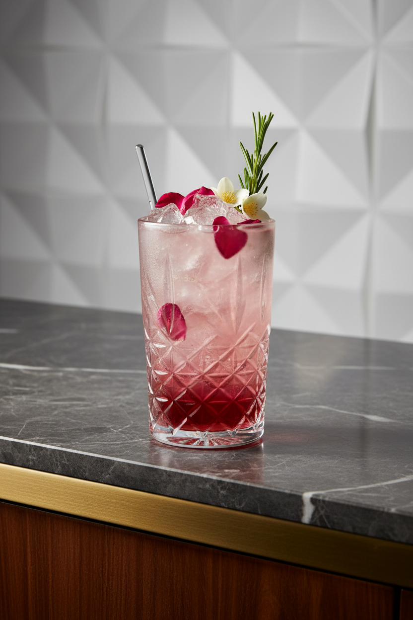 cocktail-rose-luxe-avec sirop Banaha rose